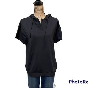 Mono b black short sleeved athletic hoodie